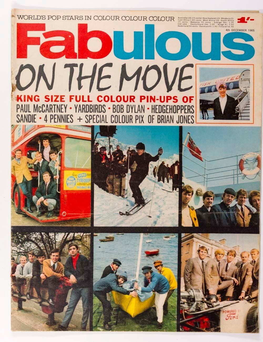 Paul McCartney JOHN LENNON Bob Dylan FABULOUS MAGAZINE December 1965 Brian Jones