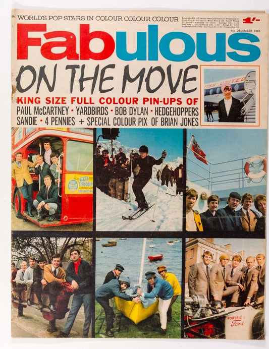 Paul McCartney JOHN LENNON Bob Dylan FABULOUS MAGAZINE December 1965 Brian Jones
