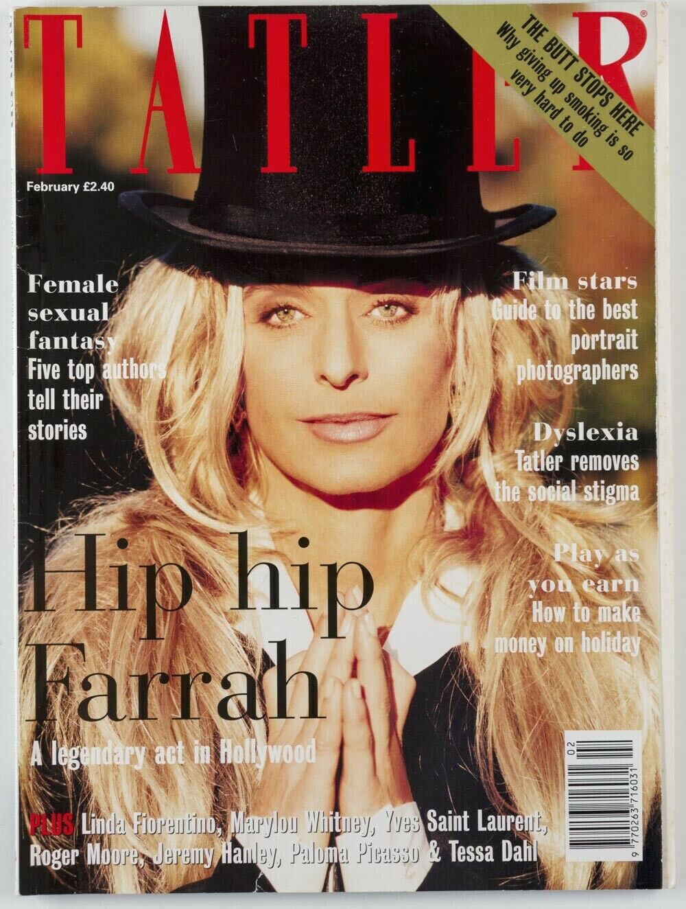 Farrah Fawcett YSL Linda Fiorrentino ROGER MOORE Paloma Picasso TATLER magazine