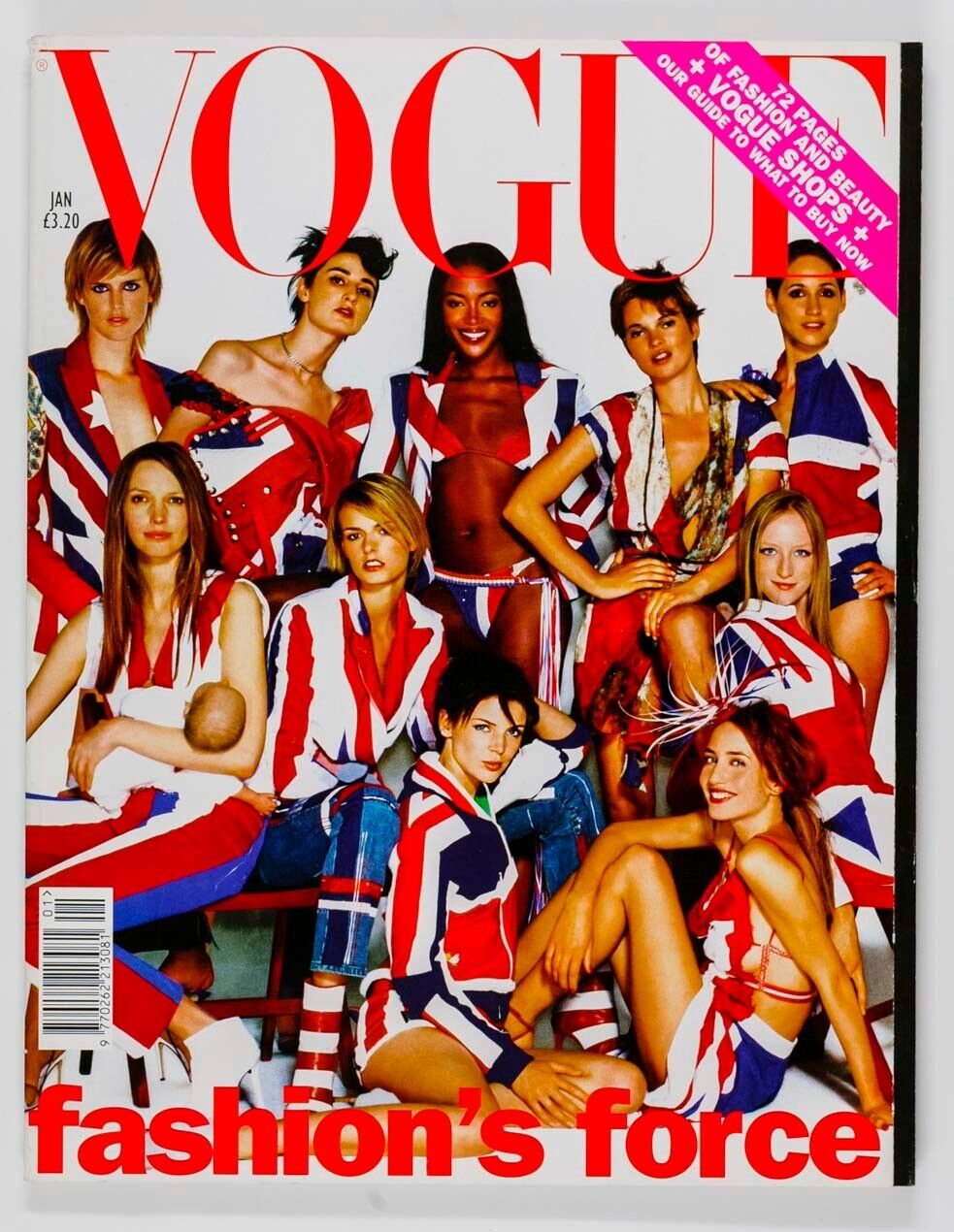 KATE MOSS Naomi Campbell CORINNE DAY Vogue January 2002 Gisele FASHION'S FORCE