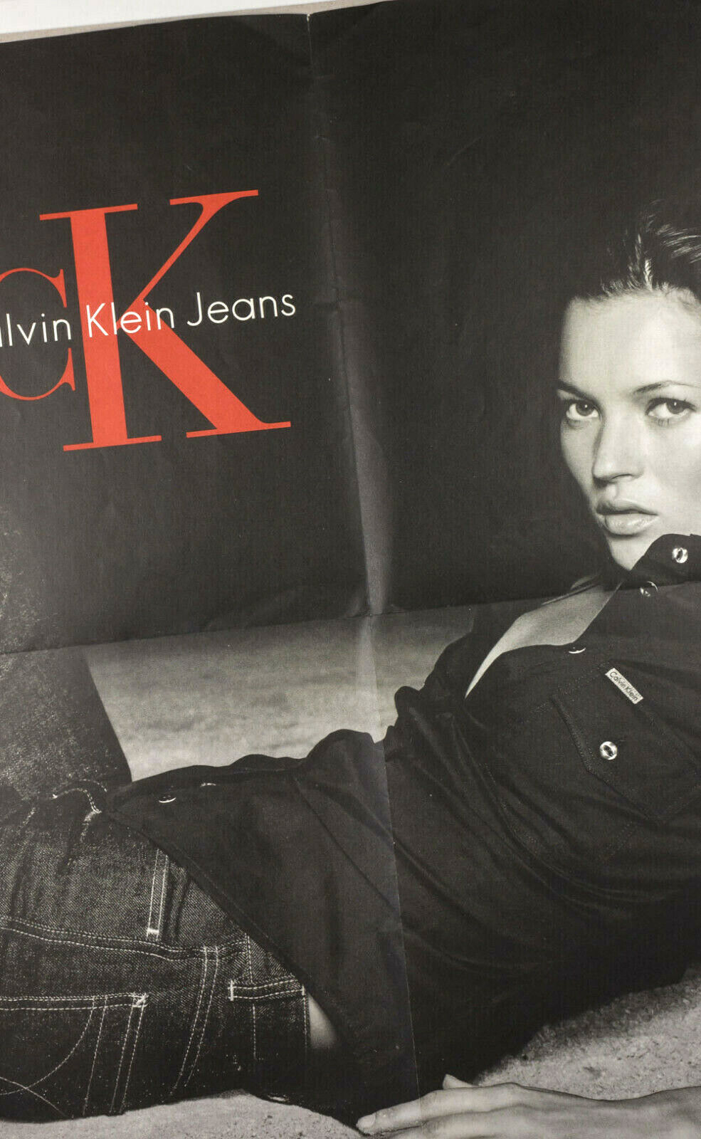 KATE MOSS Eva Herzigova RARE Calvin Klein CK Jeans wall poster MARIO TESTINO vtg