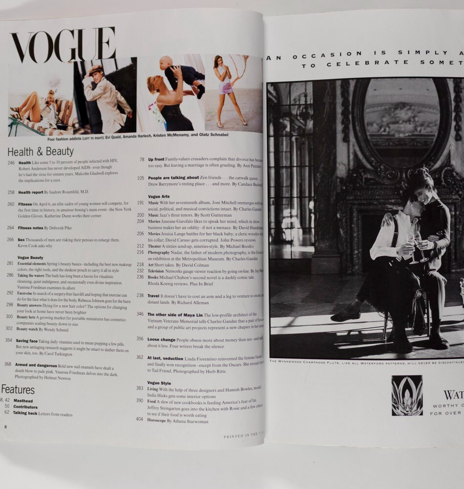 KRISTEN McMENAMY Kate Moss AMBER VALLETTA Vogue April 1995 Amanda Harlech PENN