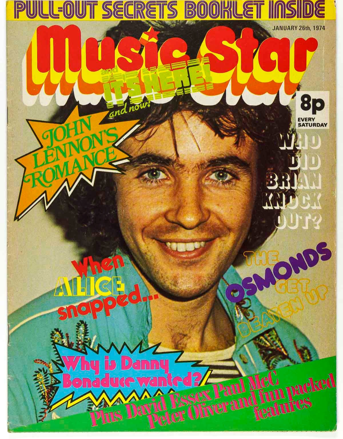 David Essex BRIAN CONNOLLY Peter Oliver MUSIC STAR MAGAZINE 26 January 1974 Yoko