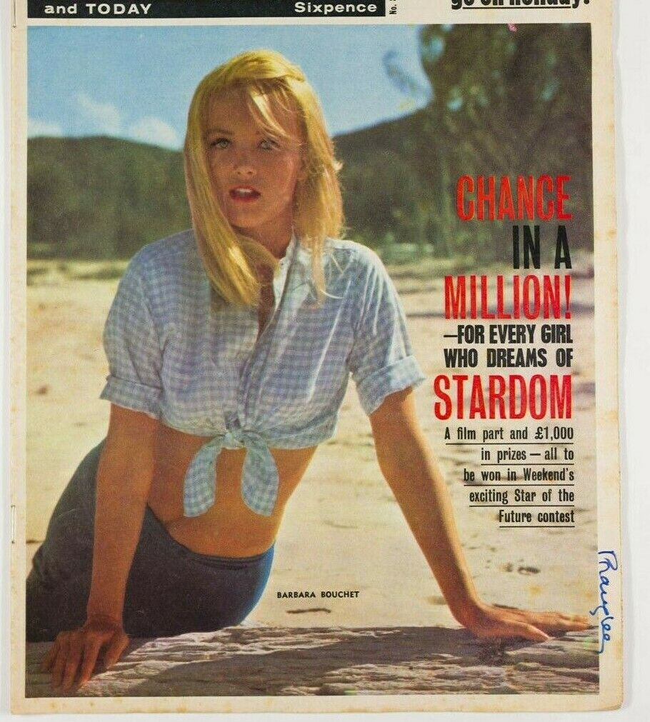 BARBARA BOUCHET cover RARE Weekend & Today 1960s British film movie magazine VTG