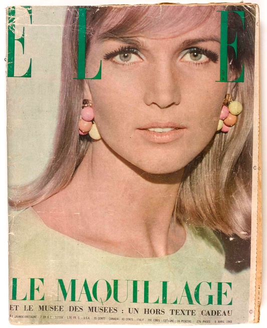 LEN DEIGHTON Dalida MAKE UP Elle magazine April 1965 Dior Bridalwear RICCI vtg