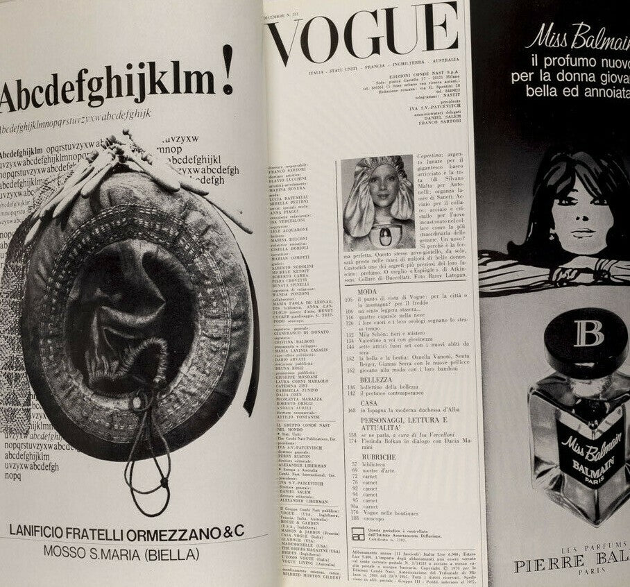 Louise Despointes SERGE LUTENS Senta Berger VOGUE ITALIA Dec 1970 Lategan D'ALBA