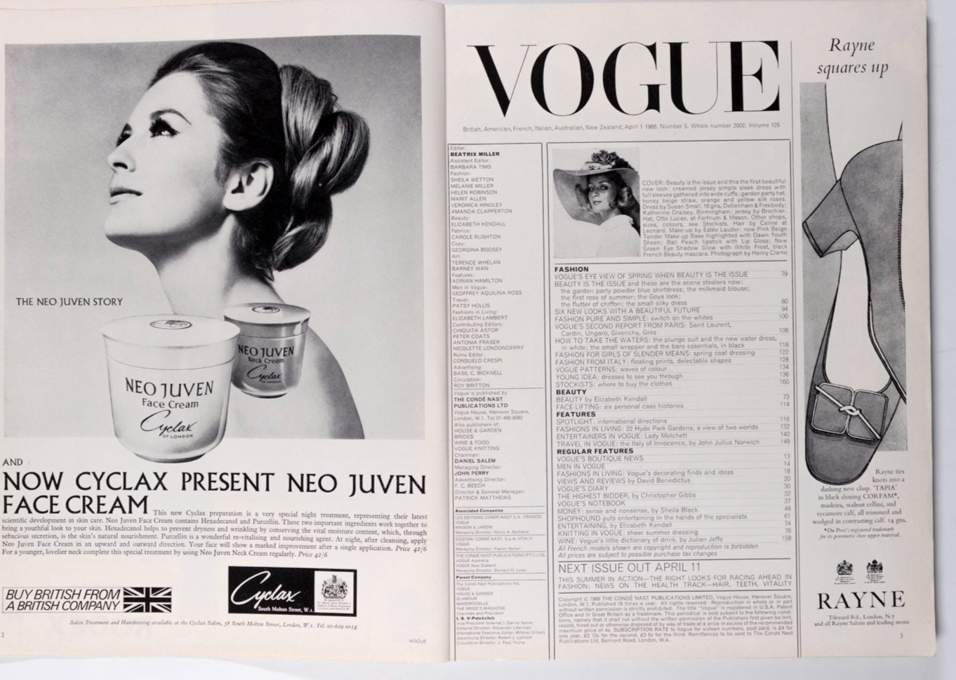 Celia Hammond TWIGGY Helmut Newton VOGUE April 1968 Oliver Reed MAUDIE JAMES vtg