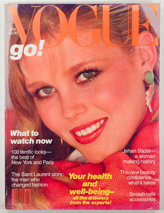 Farrah Fawcett GIA CARANGI Nancy Donahue YSL Jehan Sadat US VOGUE January 1980