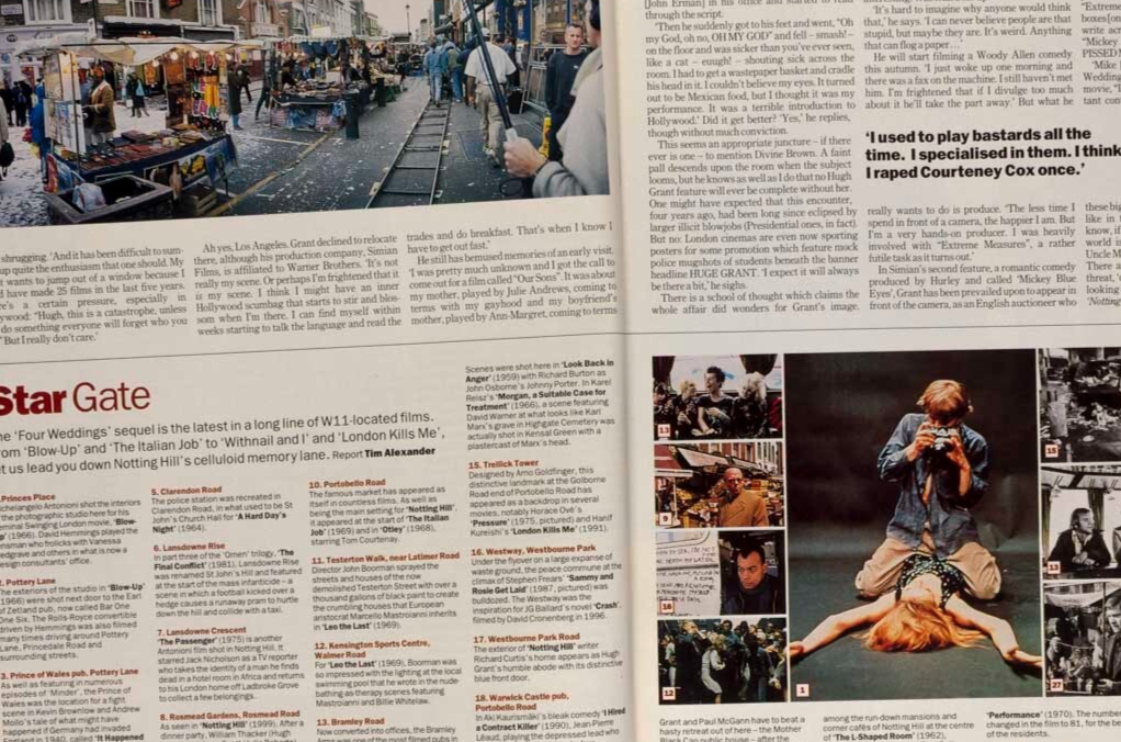 Hugh Grant STEVE EARLE Neil Pearson FA Notting Hill  TIME OUT magazine May 1999