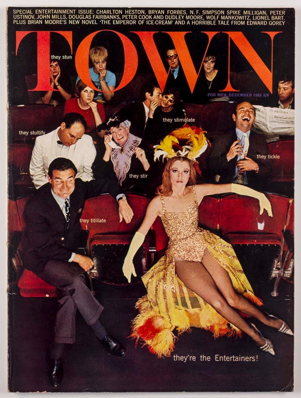 DUDLEY MOORE Charlton Heston EDWINA CARROLL Town magazine 1965 Edward Gorey FANS