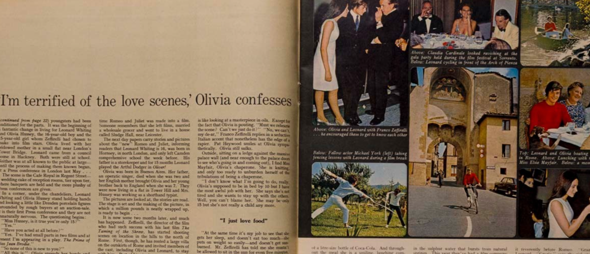 Leonard Whiting OLIVIA HUSSEY Romeo & Juliet WOMAN'S OWN 9 March 1968 Mia Farrow