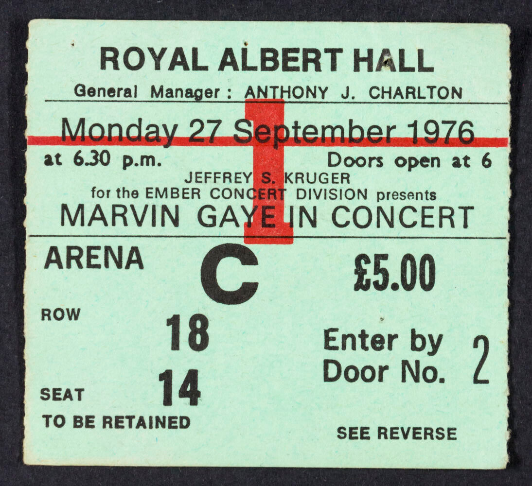 MARVIN GAYE IN CONCERT Royal Albert Hall London TICKET STUB Sep 1976 original UK