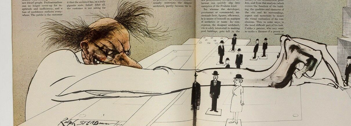 JANET REGER Nazi trial RALPH STEADMAN Architects FOX PHOTO vtg OBSERVER magazine