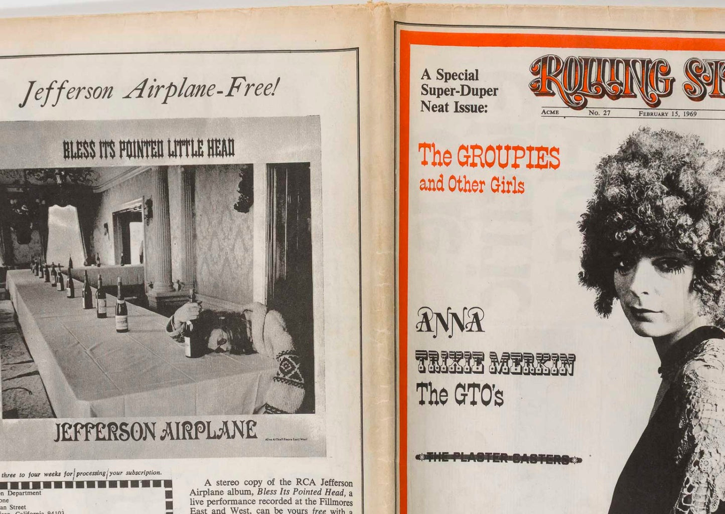 THE GROUPIES Miss Mercy ROLLING STONE February 15 1969 27 Baron Wolman GTO's vtg