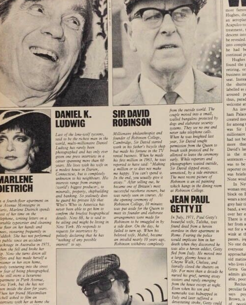 Greta Garbo CINDY CRAWFORD Roald Dahl SUNDAY TIMES July 1986 Walter John Huston