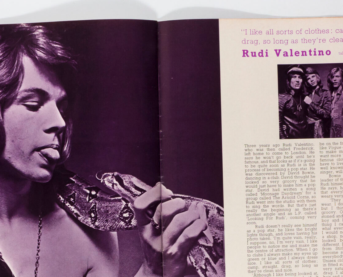 David Bowie MR FISH DRESS Rudi Valentino EDWARD BELL Curious magazine 1970 # 19