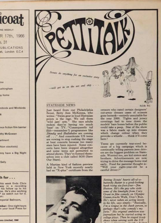 Twiggy CATHY McGOWAN Rita Tushingham TEDDY BOY Petticoat magazine September 1966