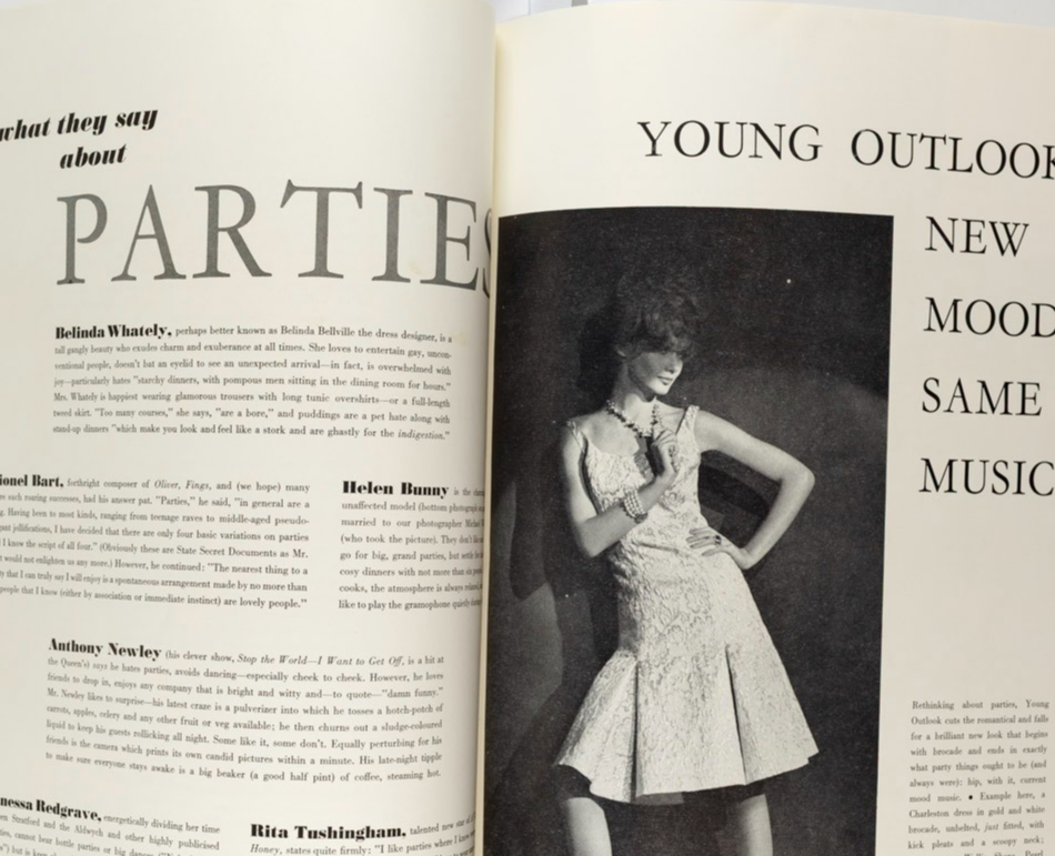 Maggi Eckardt SEAN KENNY Hardy Amies HARPERS BAZAAR December 1961 Daisy Fellowes