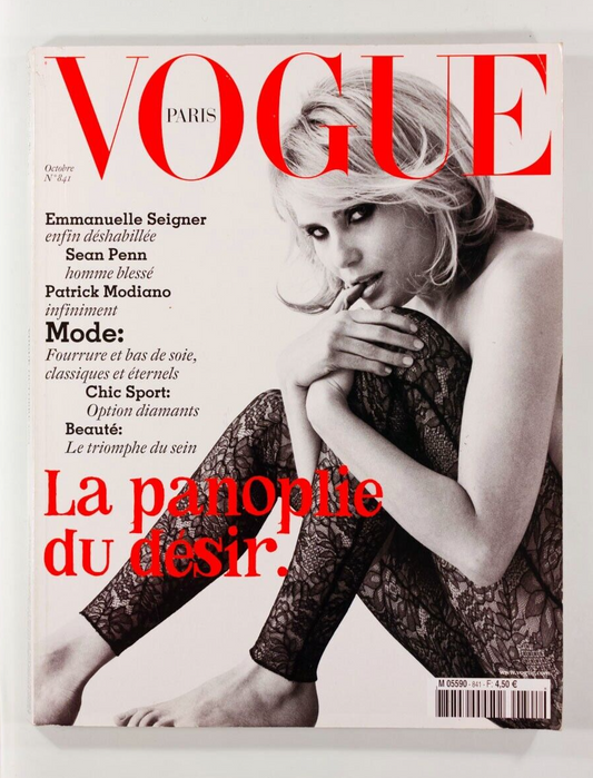EMMANUELLE SEIGNER Sam Haskins SEAN PENN Paris Vogue magazine 2003 October SPORT