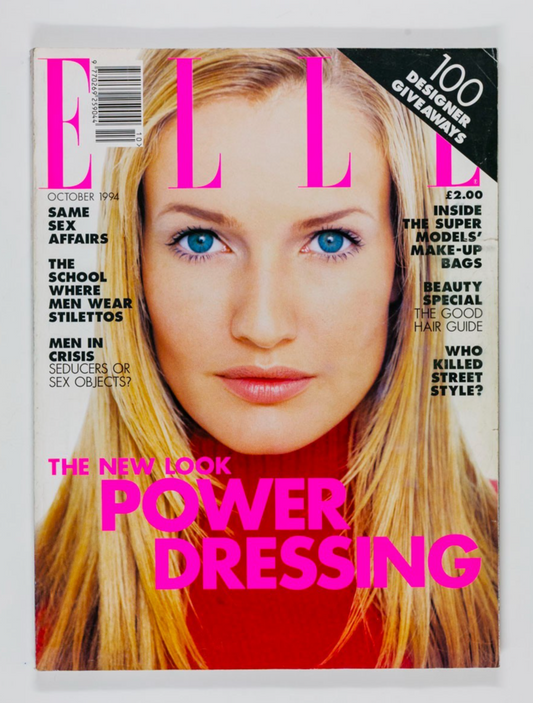Karen Mulder STREET STYLE Beauty ELLE MAGAZINE October 1994 Power Dressing BAGS