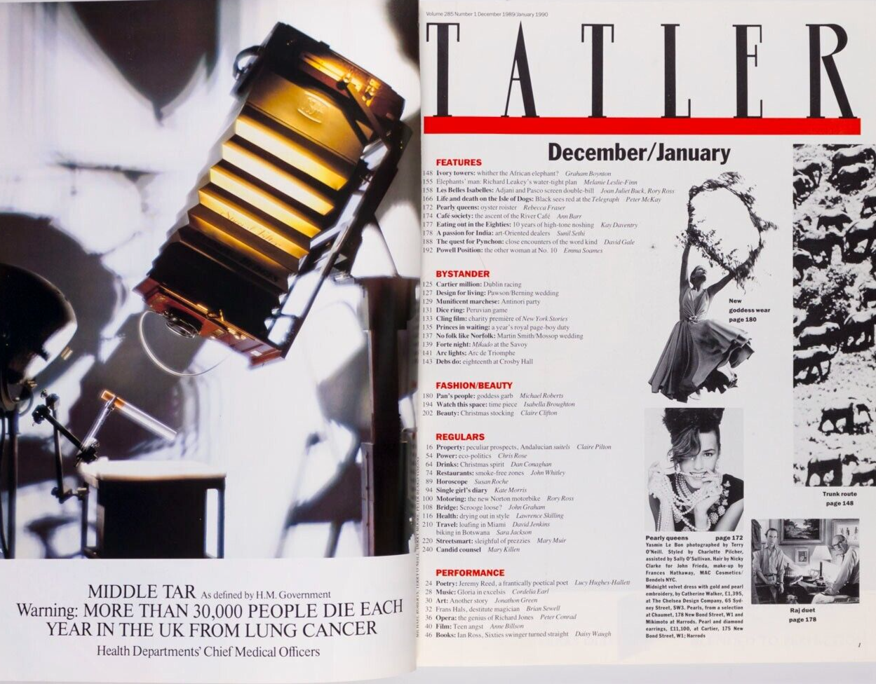 Yasmin Le Bon ISABELLE PASCO Adjani  TATLER December 1989 THOMAS PYNCHON Estefan