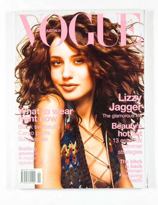 Lizzie ELIZABETH JAGGER Swimwear CARGO PANTS Anorexia ~ VOGUE AUSTRALIA vtg 2002