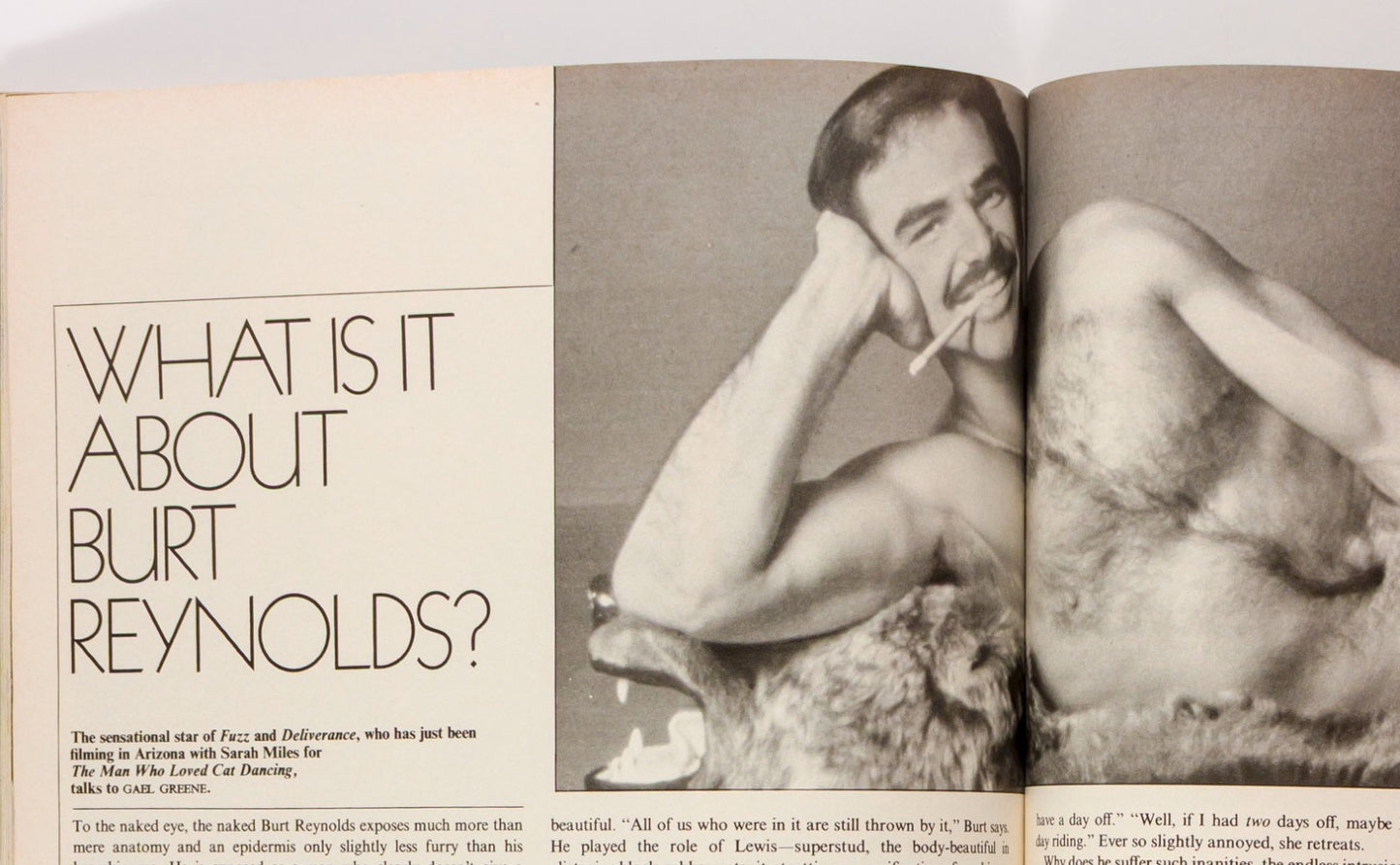 Eva Reuber ALICE POLLOCK Burt Reynolds ZAZIE Cosmopolitan May 1973 Caroline Coon