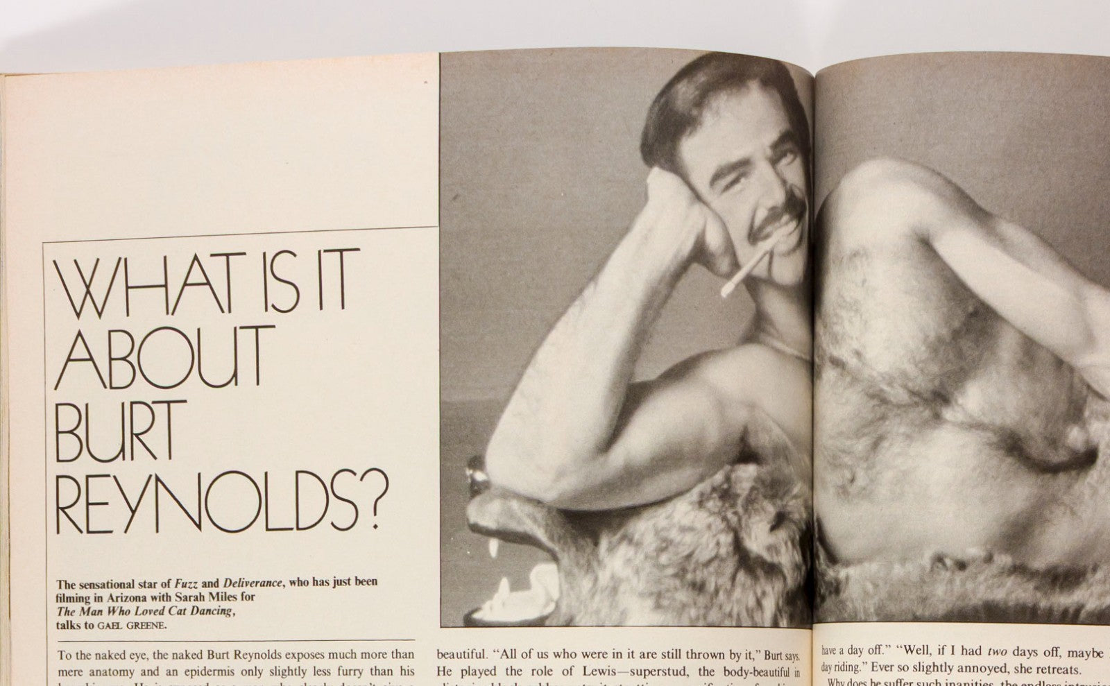 Eva Reuber ALICE POLLOCK Burt Reynolds ZAZIE Cosmopolitan May 1973 Caroline Coon