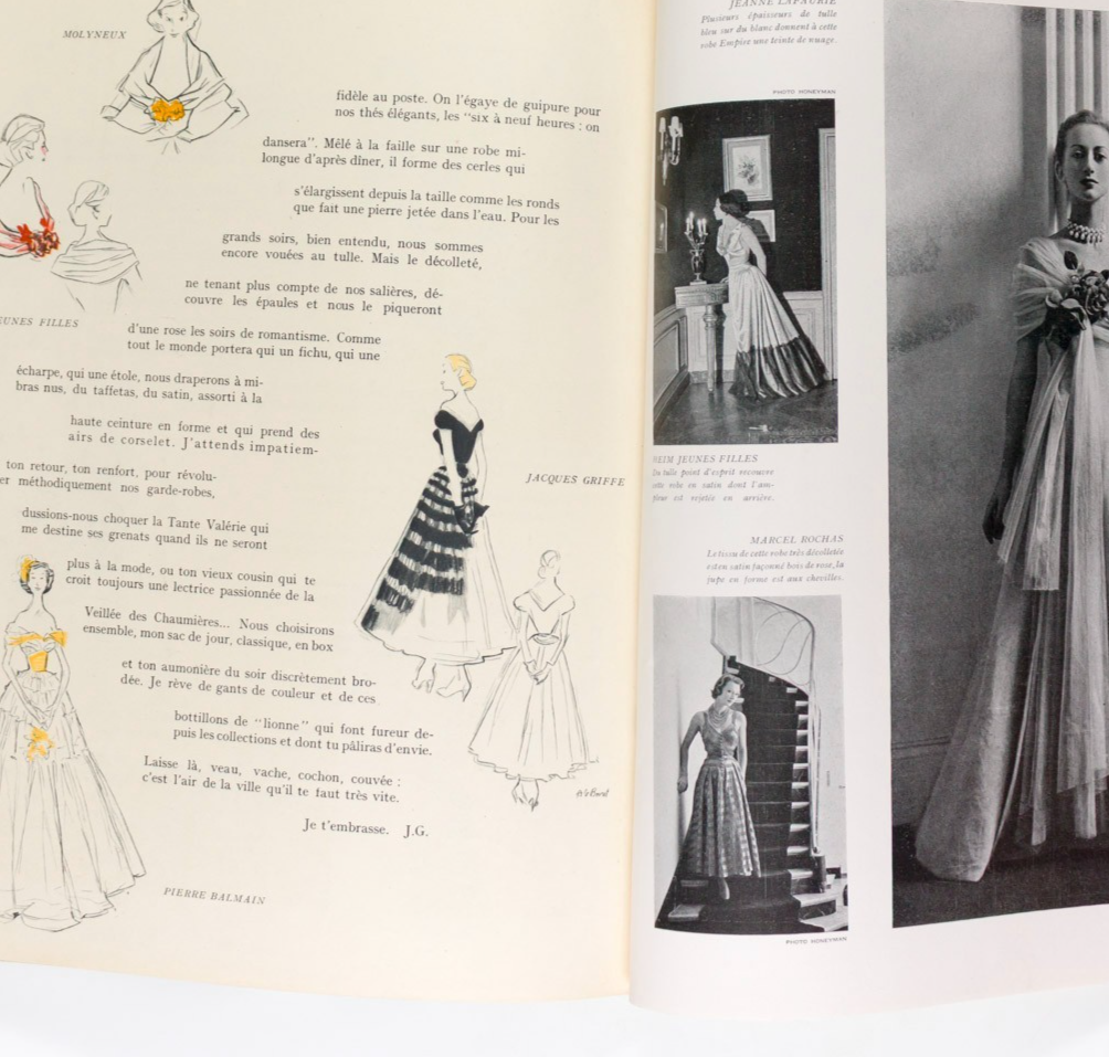 Carl Erickson BALENCIAGA Jean Cocteau PARIS VOGUE October 1948 Anouk Aimee GRES