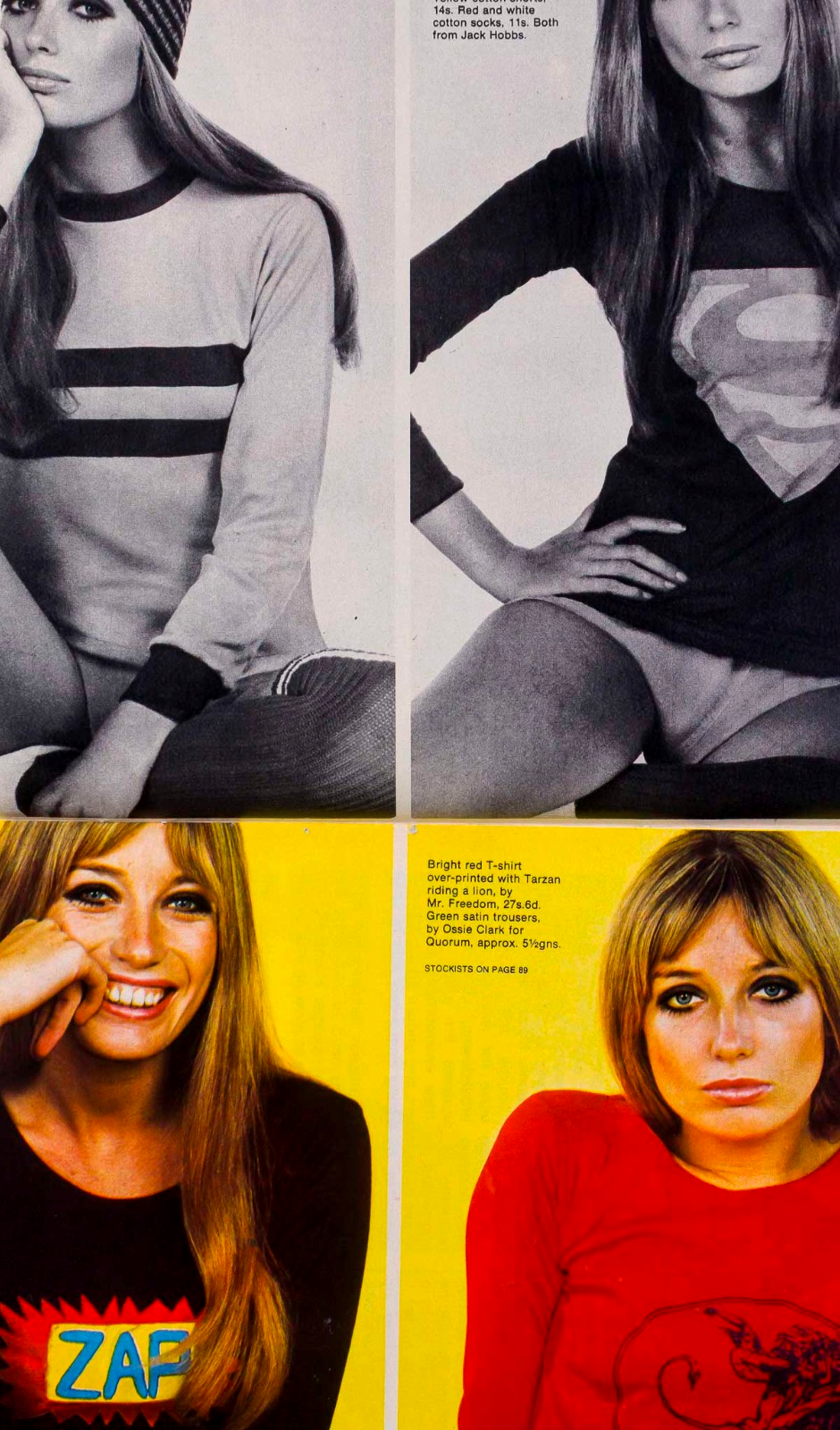 TWIGGY Ossie Clark MR FREEDOM Patchwork 19 MAGAZINE December 1969 Graphic TSHIRT