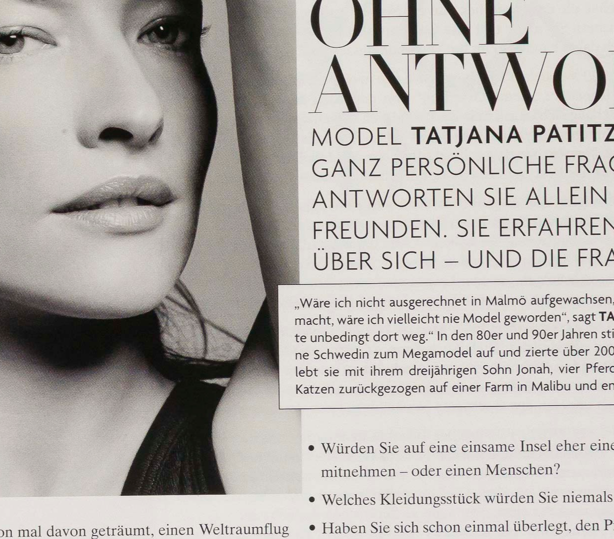 STEPHANIE SEYMOUR Karolina Kurkova TATJANA PATITZ Liya Kebede VOGUE April 2007