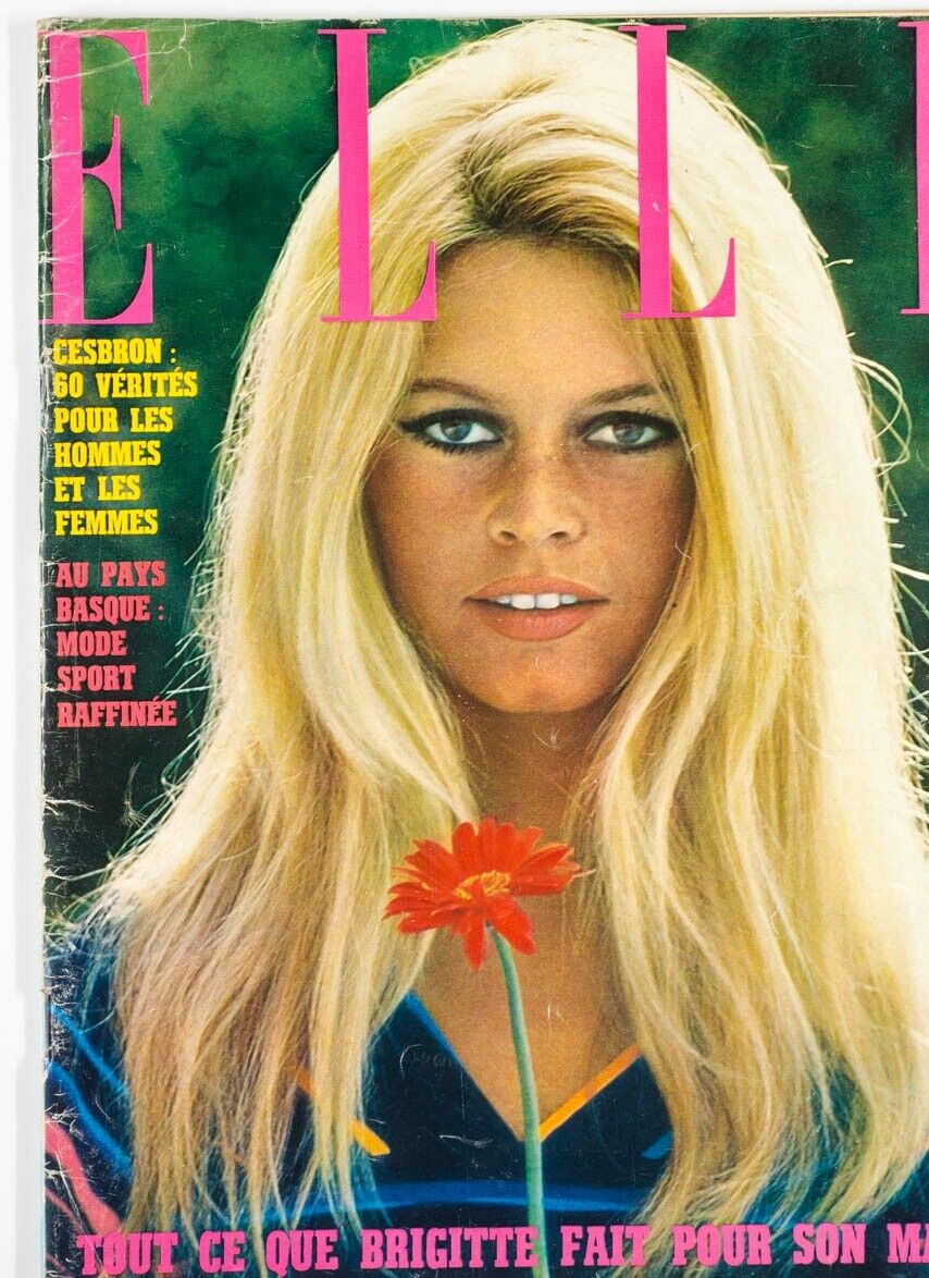 BRIGITTE BARDOT Gunter Sachs ALAIN LE FOLL Basque Spain FRENCH ELLE magazine VTG