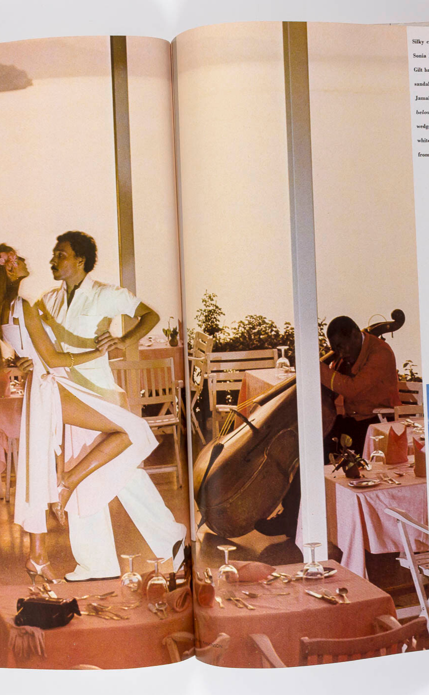 Jerry Hall ANTONIO LOPEZ Norman Parkinson DONOVAN Jamaica TOSCANI Vogue May 1975