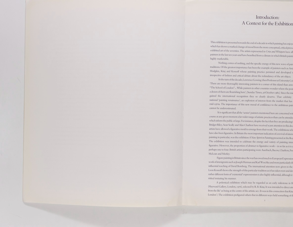 JOCK MCFADYEN Mark Wallinger PAULA REGO Cries & Whispers catalog BRITISH COUNCIL