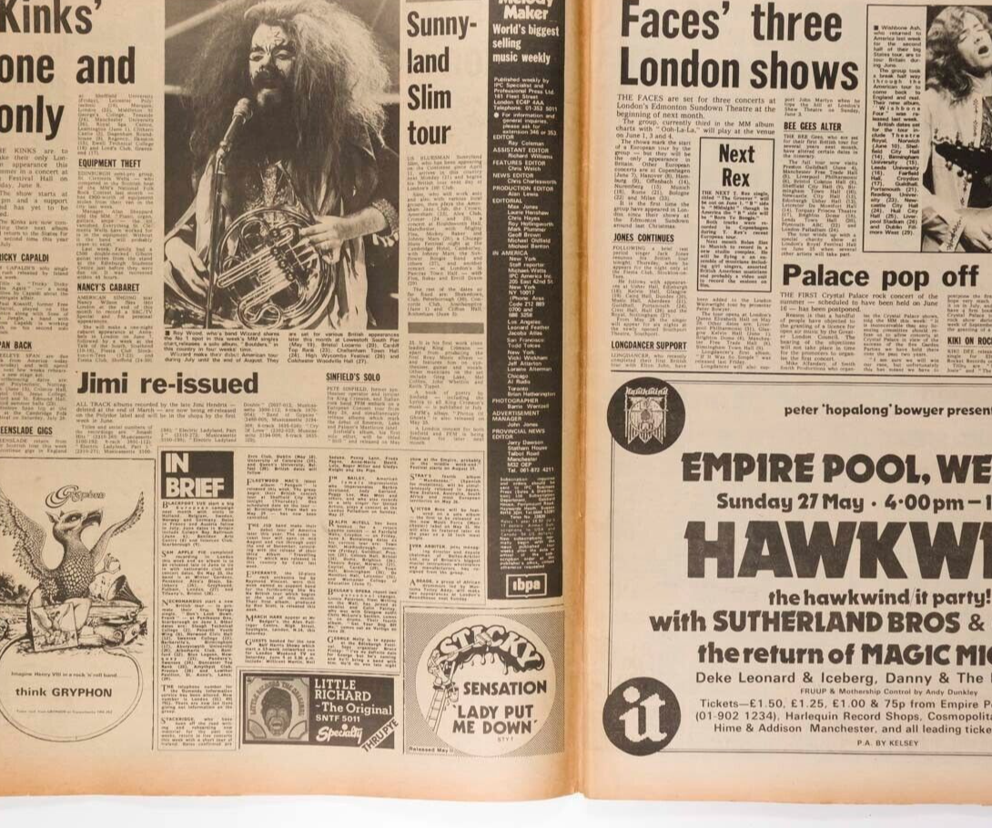David Bowie MICK RONSON Alice Cooper MELODY MAKER May 1973 LIZA MINELLI Nazareth