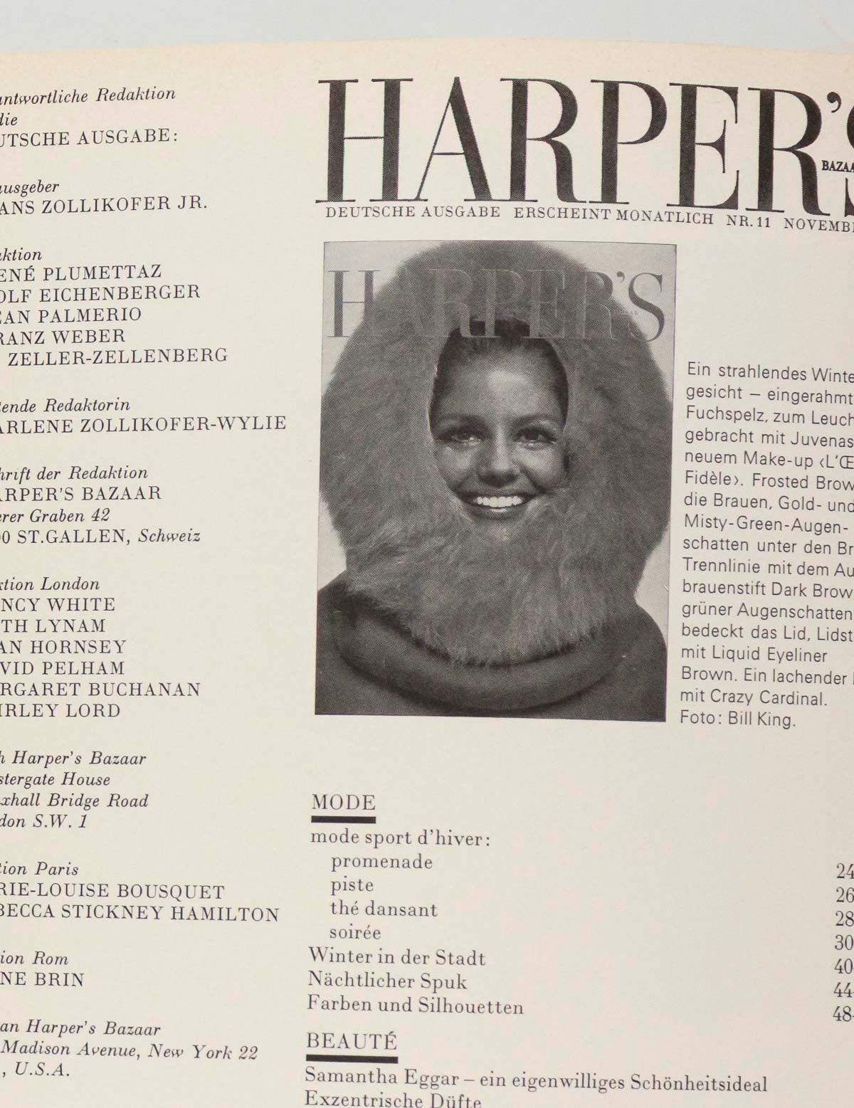 Kecia Nyman SAMANTHA EGGAR Jill Kennington HARPER'S BAZAAR November 1966 Gstaad