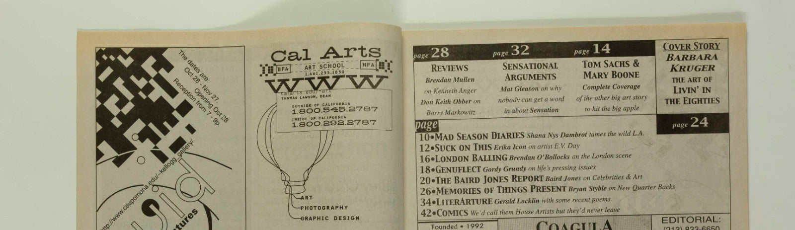 BARBARA KRUGER Tom Sachs CHRIS BURDEN Kenneth Anger COAGULA art journal magazine