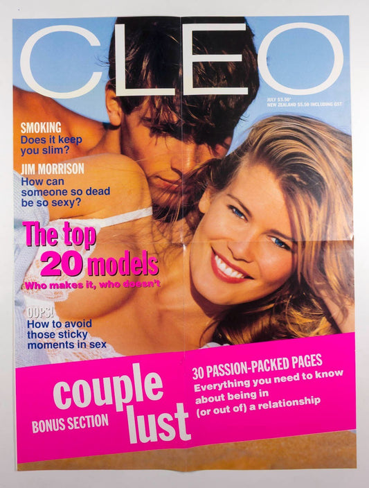 CLAUDIA SCHIFFER JASON HARVEY fold-out poster CLEO MAGAZINE Australia 1991 July