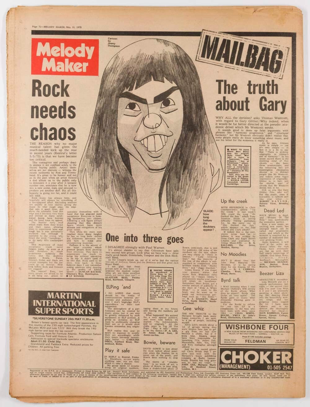 David Bowie MICK RONSON Alice Cooper MELODY MAKER May 1973 LIZA MINELLI Nazareth