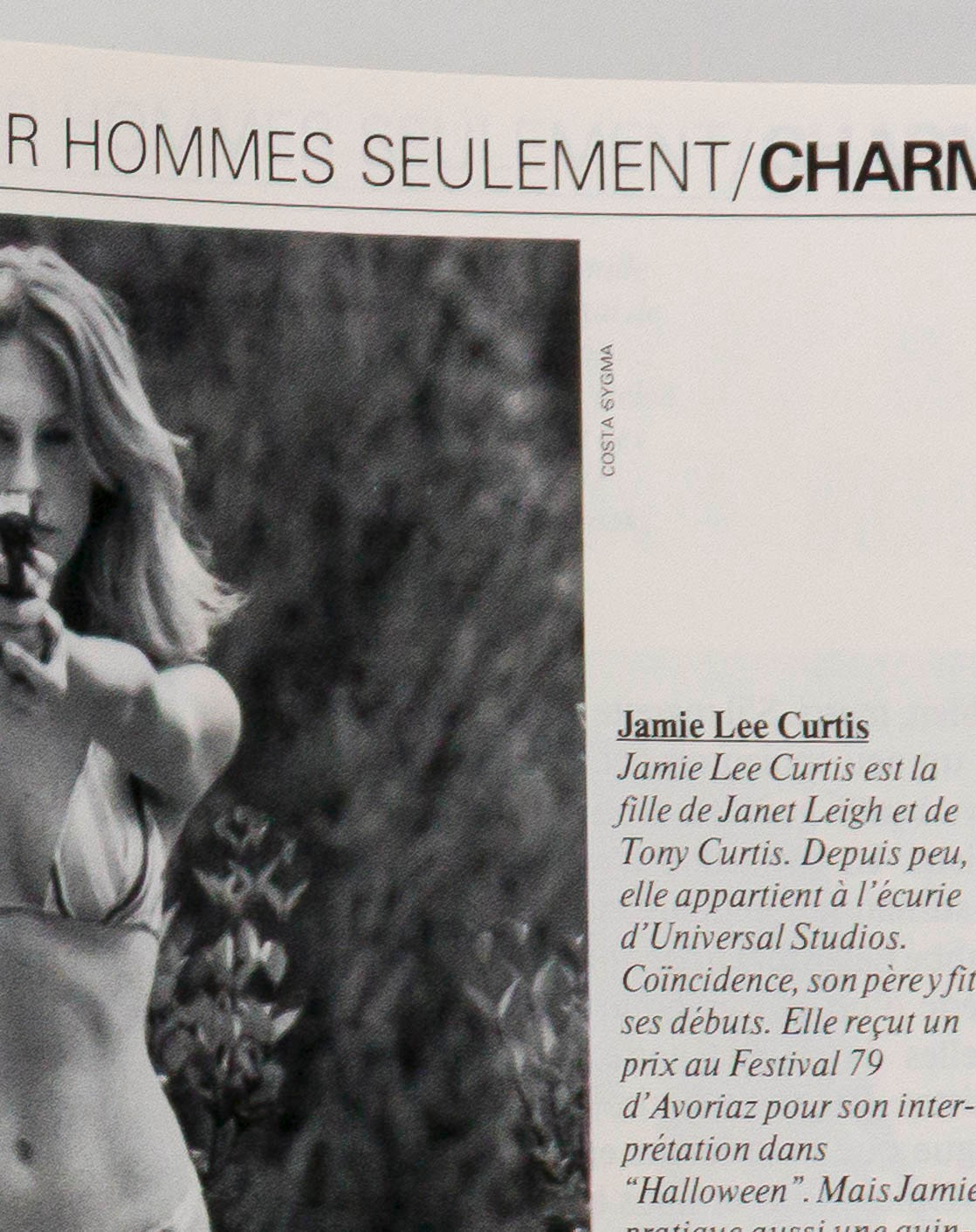 JACK NICHOLSON Jamie Lee Curtis NASTASSJA KINSKI Vogue Hommes October 1979 Golf