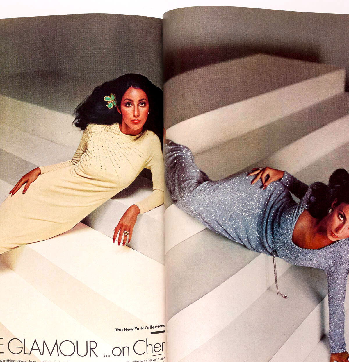 Lauren Hutton CHER Lagerfeld HANAE MORI Halston RENE RUSSO Warhol VOGUE Sep 1974