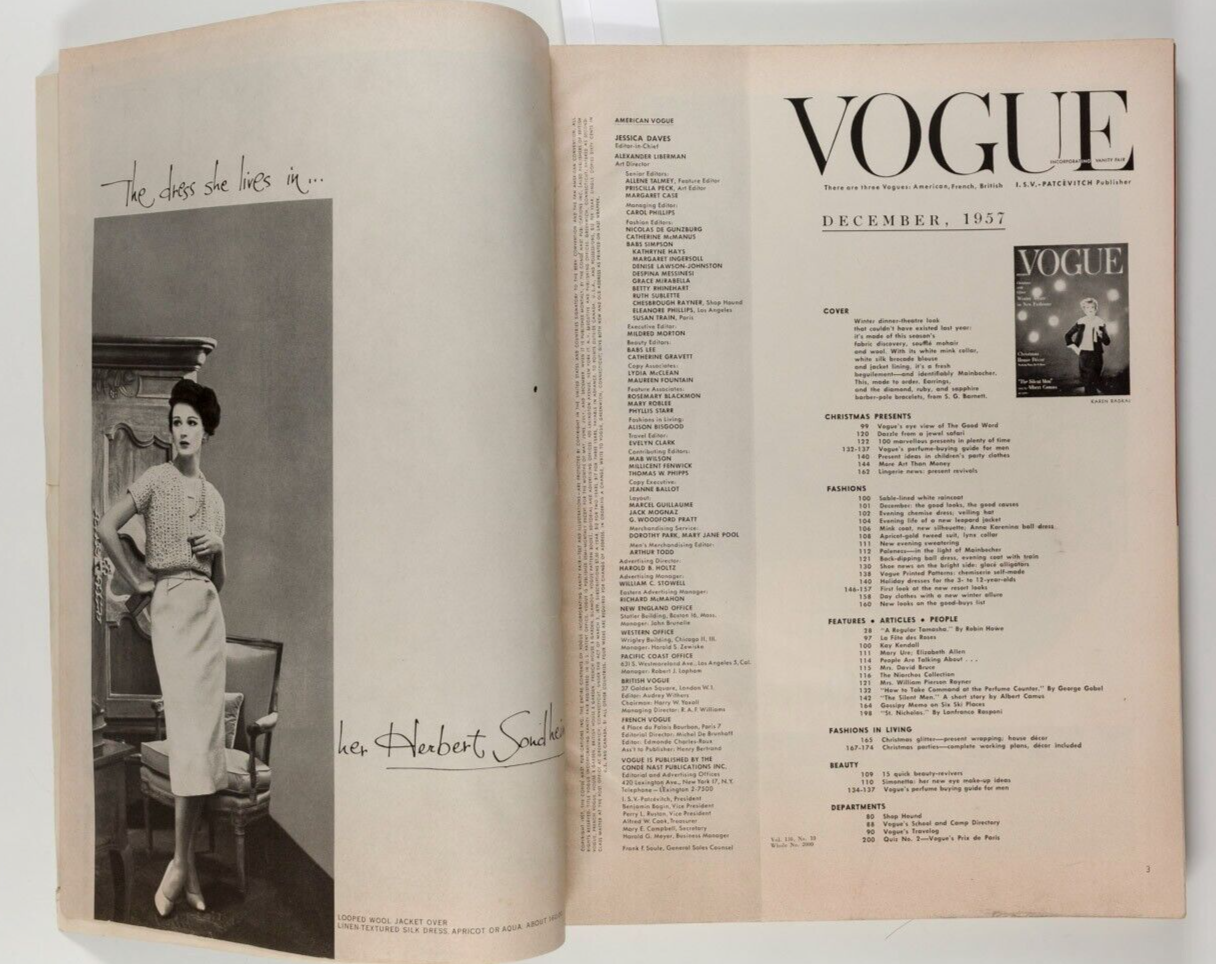 ALBERT CAMUS Kay Kendall RBW Rene Bouche NIARCHOS Vogue + Carl Erickson giftwrap