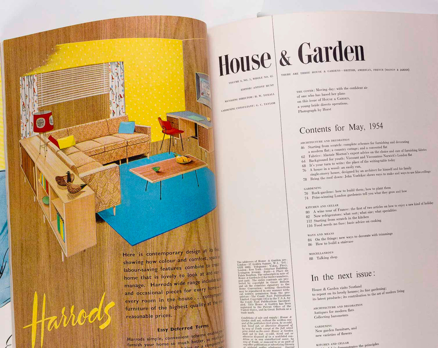 HORST Fifties Interior Design MID-CENTURY MODERN vtg HOUSE & GARDEN MAGAZINE 50s