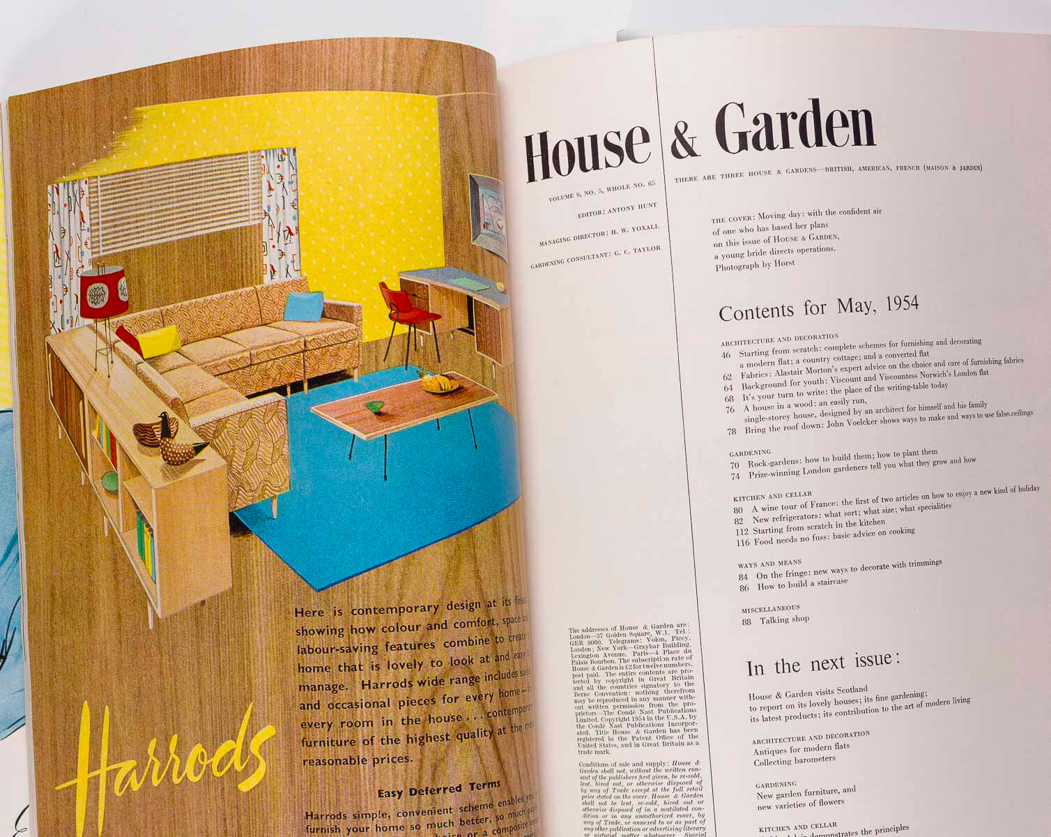 HORST Fifties Interior Design MID-CENTURY MODERN vtg HOUSE & GARDEN MAGAZINE 50s