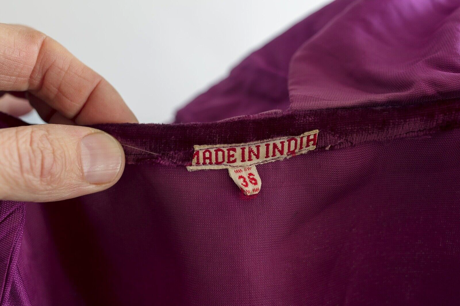 Velvet Kaftan hooded dress VTG Embroidered peacock INDIAN Hippy MAXI Purple SILK