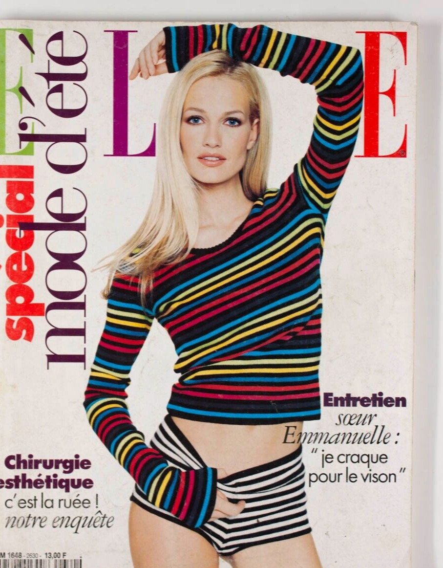 Karen Mulder EMMANUEL SEIGNER Special summer mode VTG 90's French Elle magazine