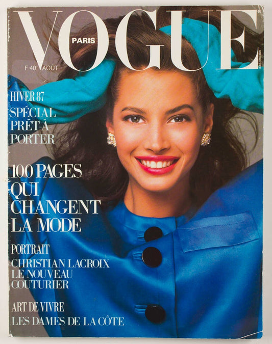 CHRISTY TURLINGTON Paulina Porizkova GUY BOURDIN Paris Vogue August 1987 Lacroix
