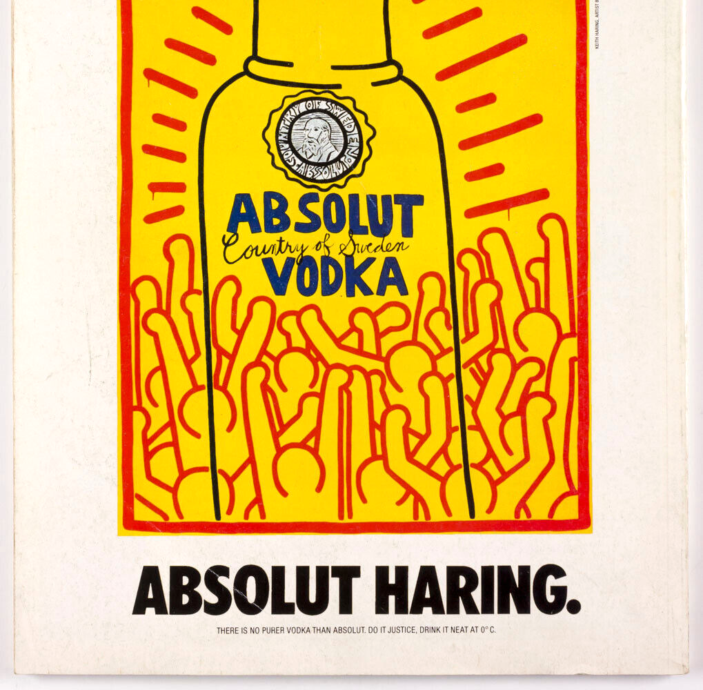 Keith Haring ABSOLUT VODKA art  MAGAZINE BACK COVER ad advert advertising poster