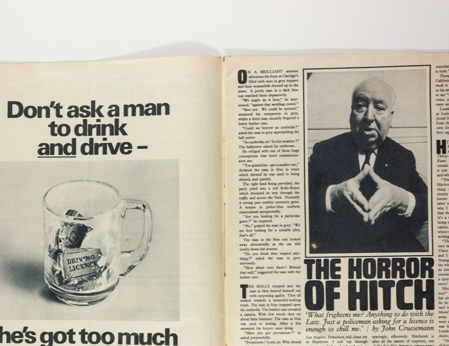 Angela Gore ALFRED HITCHCOCK Alan Aldridge MIRROR magazine 20 December 1969 Xmas