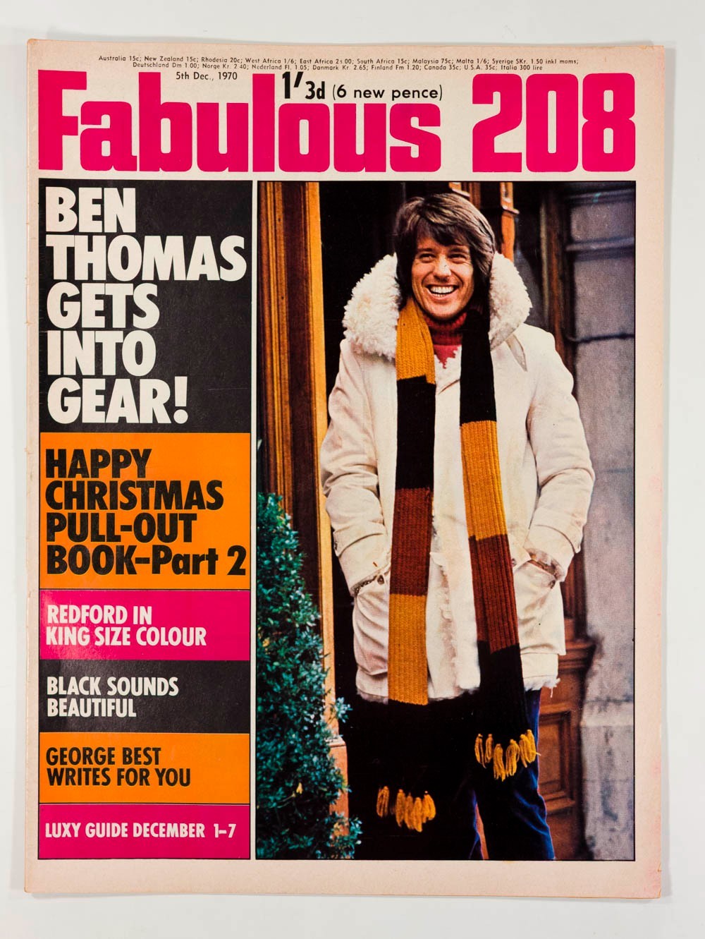 BEN THOMAS Robert Redford GEORGE BEST Xmas FABULOUS 208 MAGAZINE December 5 1970